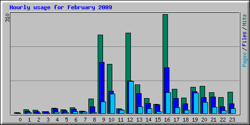 Hourly usage for February 2009